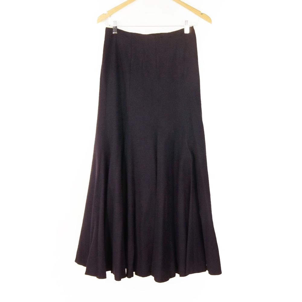 Dries Van Noten Dark Deep Plum Purple Wool Long Maxi Skirt